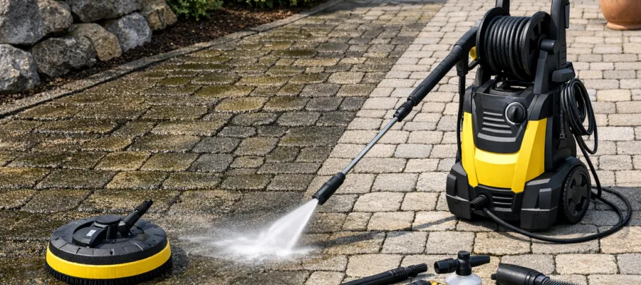 Steinwege und Einfahrten sauber machen mit dem Hochdruckreiniger: Anwendungs-Tipps