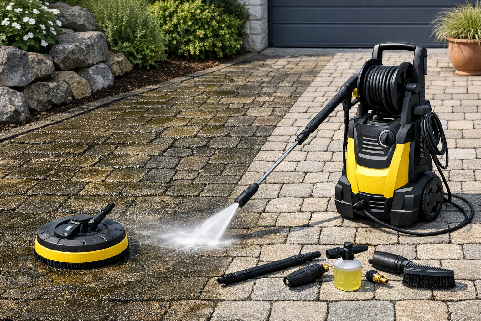 Steinwege und Einfahrten sauber machen mit dem Hochdruckreiniger: Anwendungs-Tipps