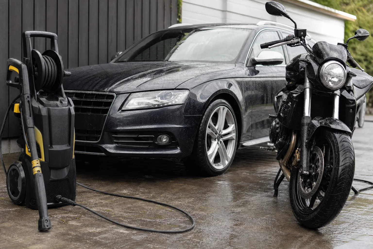 Autos und Motorraeder mit Hochdruckreiniger richtig waschen und pflegen